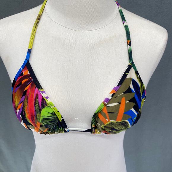MILLY CABANA Tropical Triangle Bikini Top Size XS Leaf Print - Picture 2 of 6